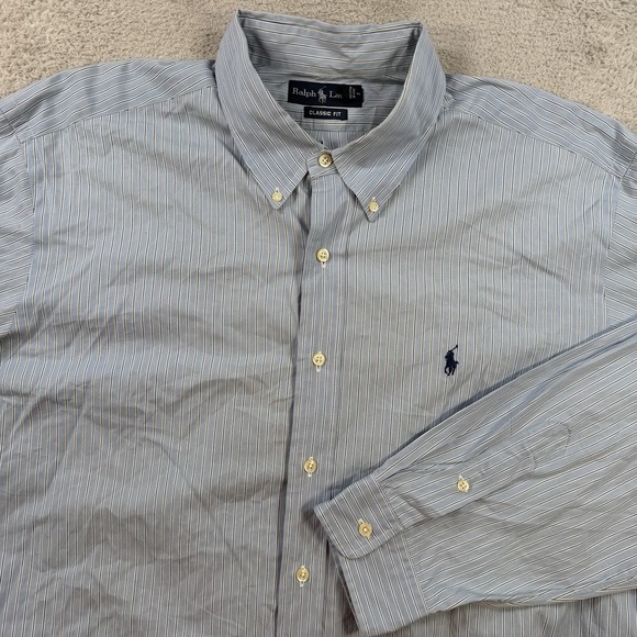 Polo Ralph Lauren Other - Polo Ralph Lauren Shirt Men 2XL Blue Striped Classic Fit Button Down Pony Cotton
